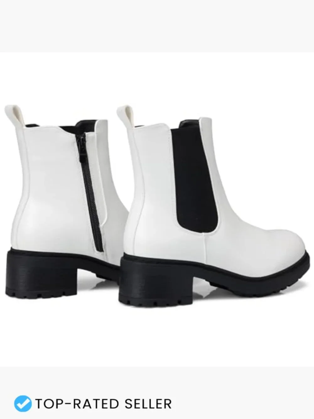 Chunky Heel Chelsea Boots Slip on Platform Ankle Booties Lug Sole Side Zip